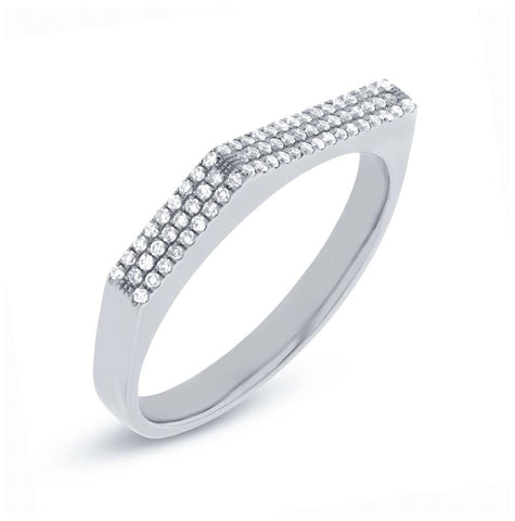 0.15 Ctw 14k White Gold Diamond Pave Womens Ring