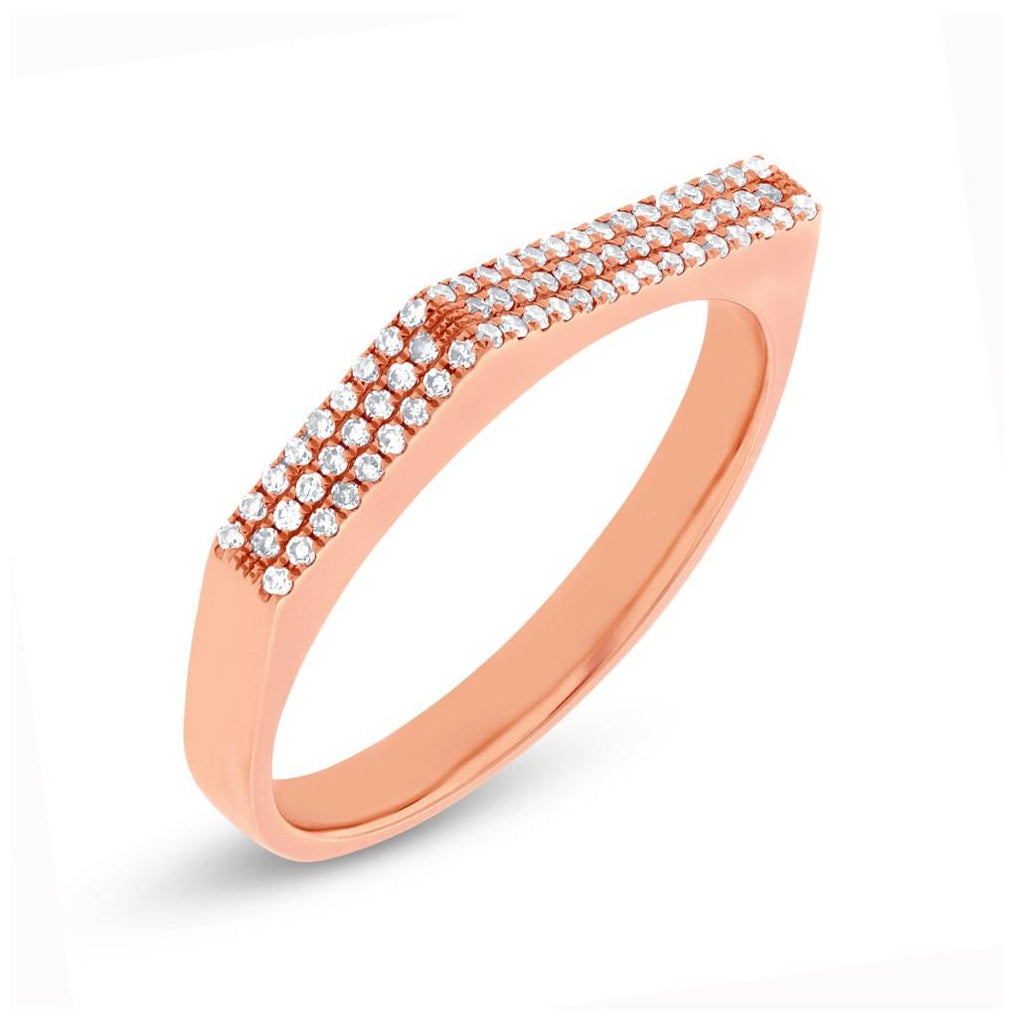 0.15 Ctw 14k Rose Gold Diamond Pave Womens Ring