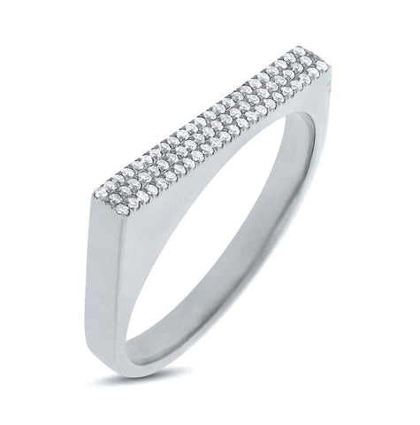 0.15 Ctw 14k White Gold Diamond Pave Womens Ring Size 5