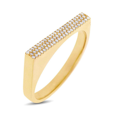 0.15 Ctw 14k Yellow Gold Diamond Pave Womens Ring Size 6