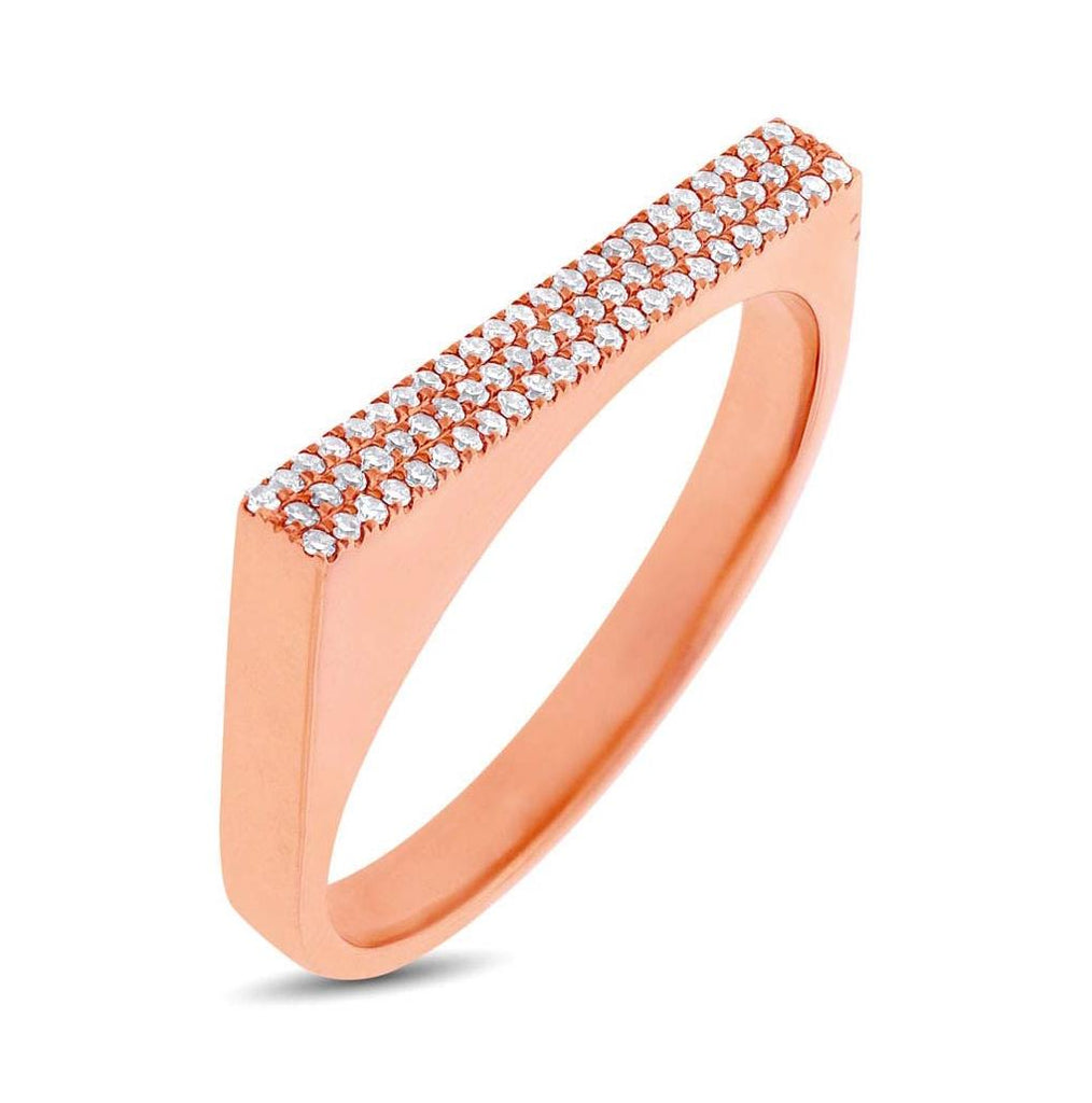0.15 Ctw 14k Rose Gold Diamond Pave Womens Ring Size 5.5