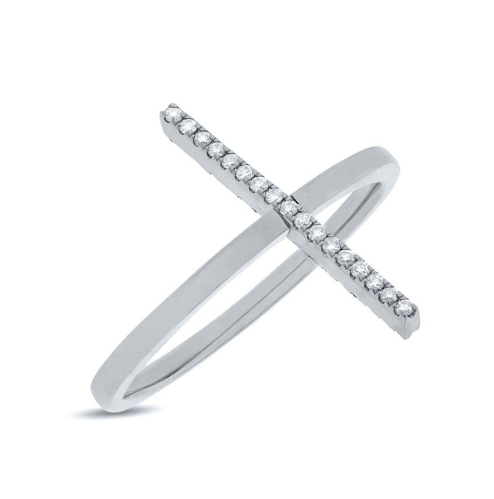 0.15 Ctw 14k White Gold Black And White Diamond Bar Womens Ring Size 5
