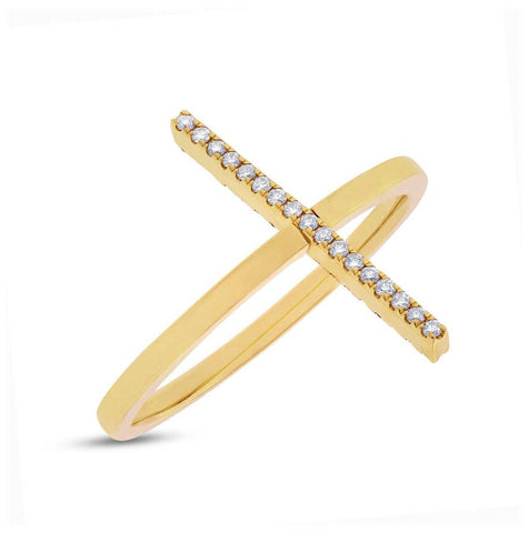 0.15 Ctw 14k Yellow Gold Black And White Diamond Bar Womens Ring Size 6