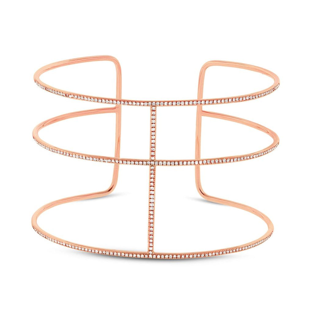 0.76 Ctw 14k Rose Gold Diamond Bangle Bracelet