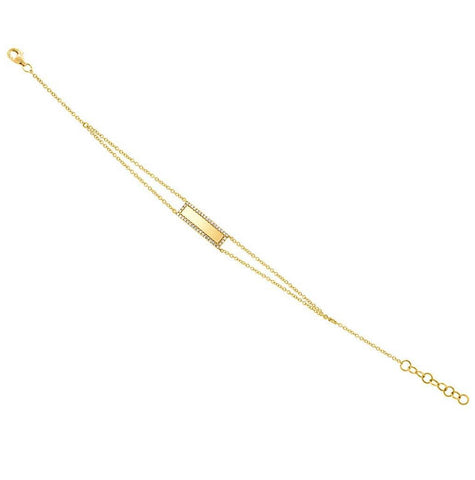 0.13 Ctw 14k Yellow Gold Diamond Bar Id Bracelet