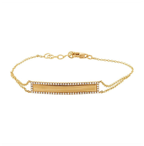 0.20 Ctw 14k Yellow Gold Diamond Bar Id Bracelet