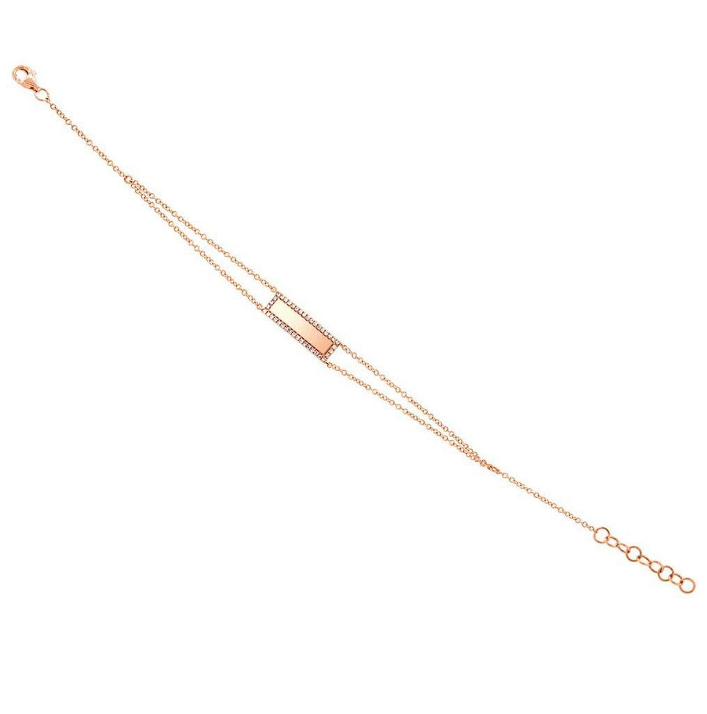 0.13 Ctw 14k Rose Gold Diamond Bar Id Bracelet