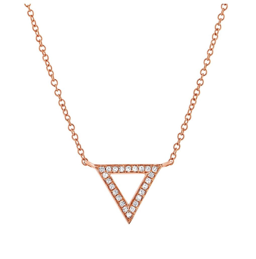 0.07 Ctw 14k Rose Gold Diamond Triangle Necklace