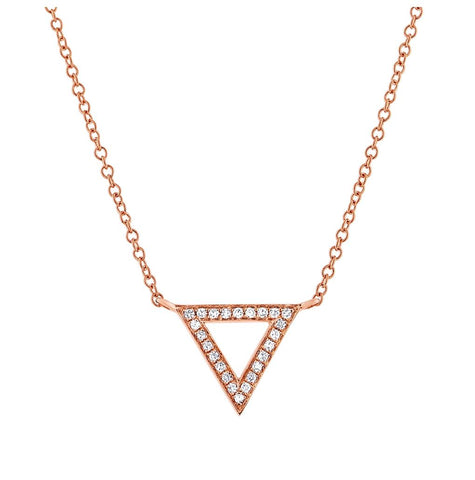 0.07 Ctw 14k Rose Gold Diamond Triangle Necklace