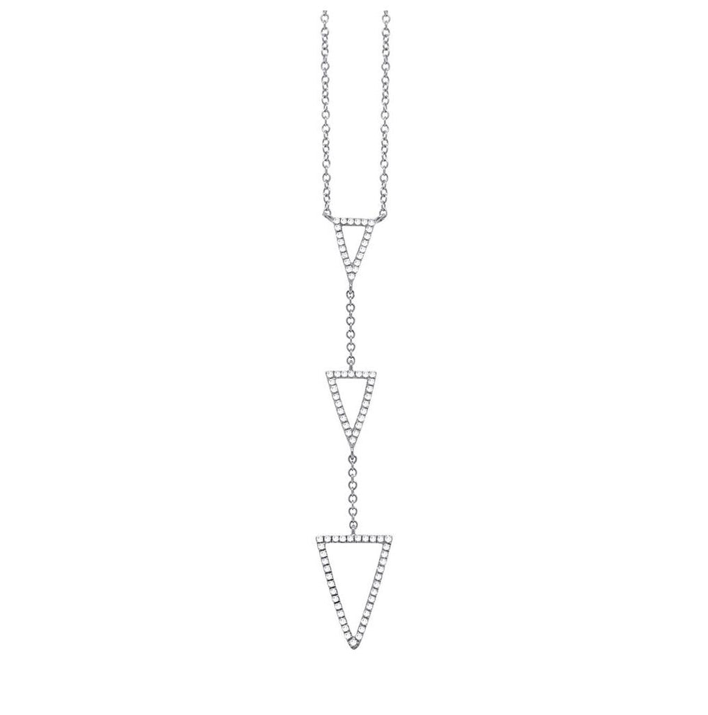 0.20 Ctw 14k White Gold Diamond Triangle Necklace