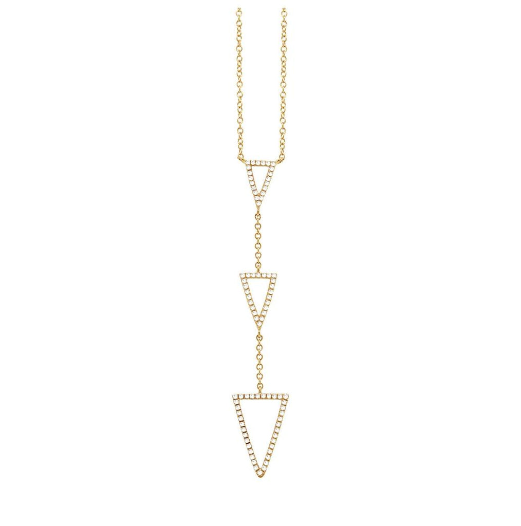 0.20 Ctw 14k Yellow Gold Diamond Triangle Necklace