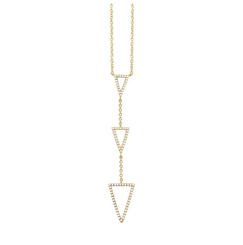 0.20 Ctw 14k Yellow Gold Diamond Triangle Necklace