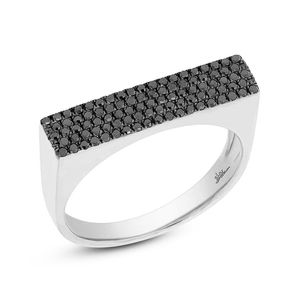 0.30 Ctw 14k White Gold Black Diamond Pave Womens Ring Size 5