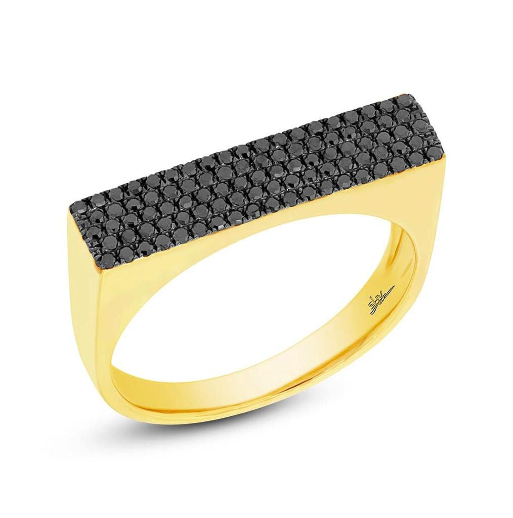 0.30 Ctw 14k Yellow Gold Black Diamond Pave Womens Ring Size 9.25