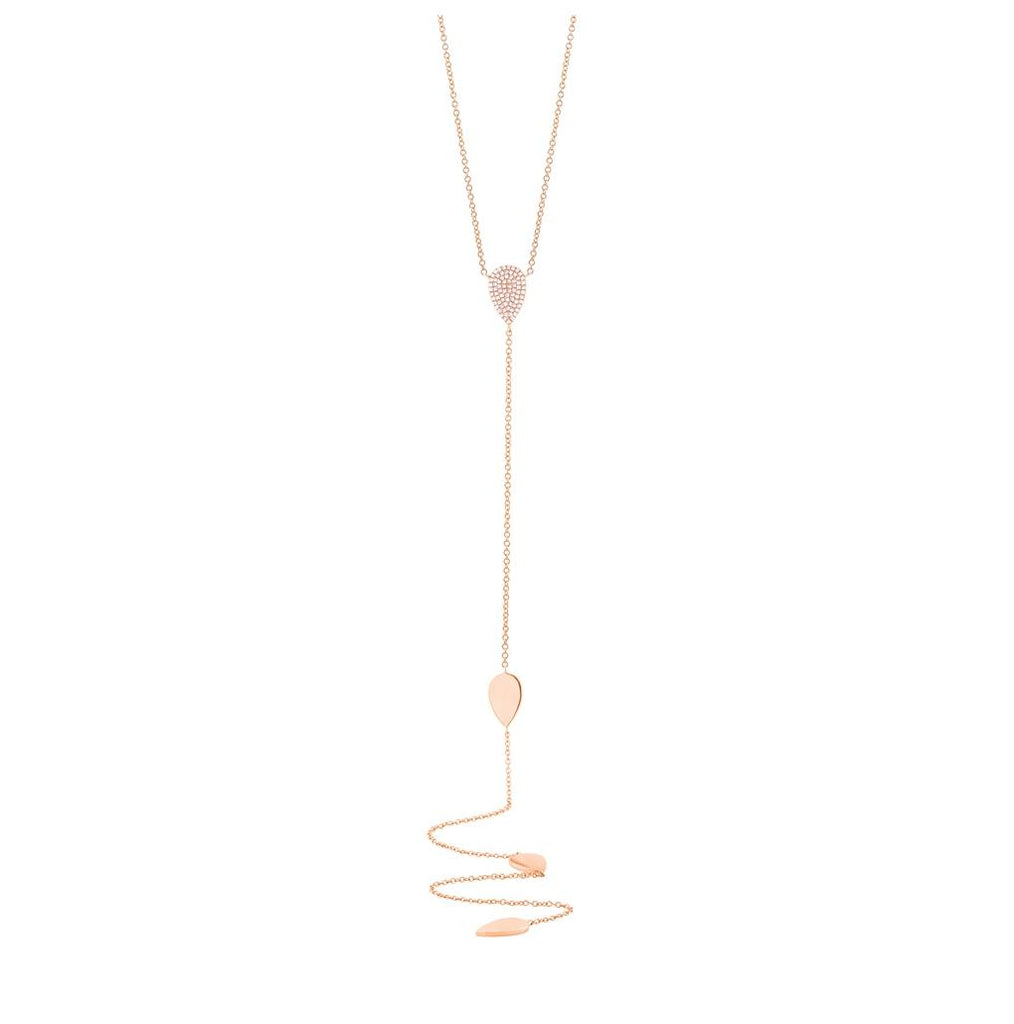 0.18 Ctw 14k Rose Gold Diamond Pave Lariat Necklace