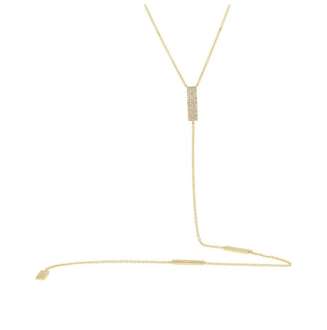 0.48 Ctw 14k Yellow Gold Diamond Pave Lariat Necklace