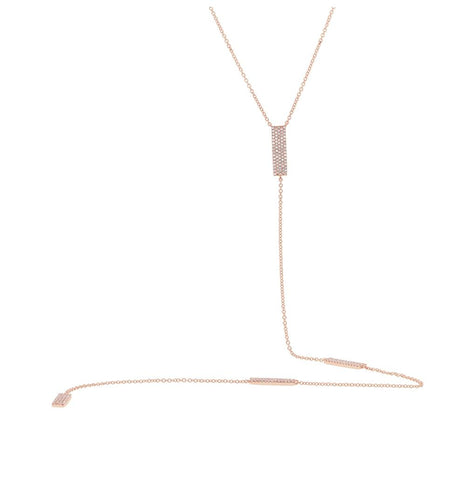 0.48 Ctw 14k Rose Gold Diamond Pave Lariat Necklace