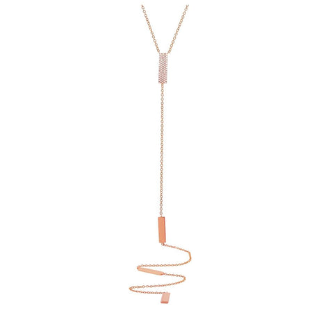 0.19 Ctw 14k Rose Gold Diamond Pave Lariat Necklace