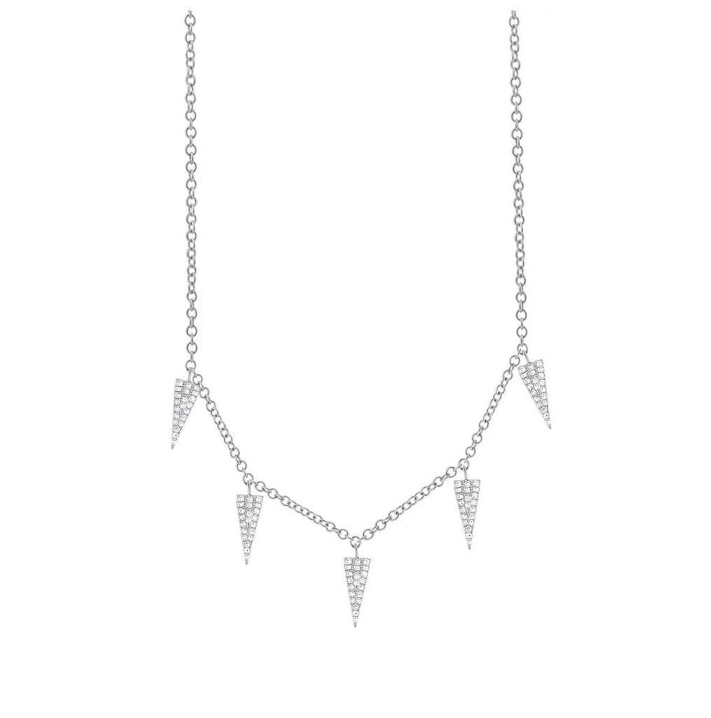 0.23 Ctw 14k White Gold Diamond Pave Triangle Necklace