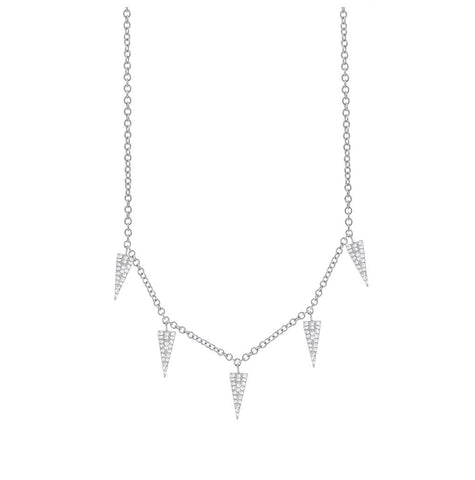 0.23 Ctw 14k White Gold Diamond Pave Triangle Necklace