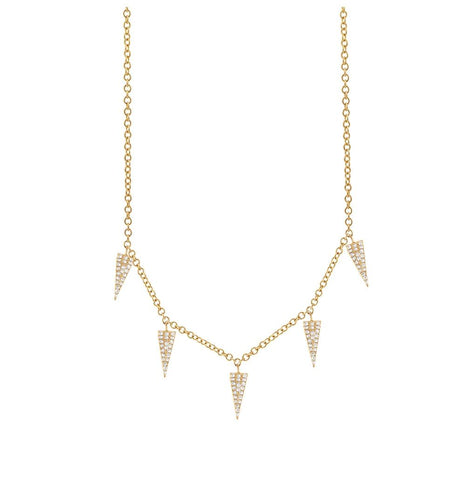 0.23 Ctw 14k Yellow Gold Diamond Pave Triangle Necklace