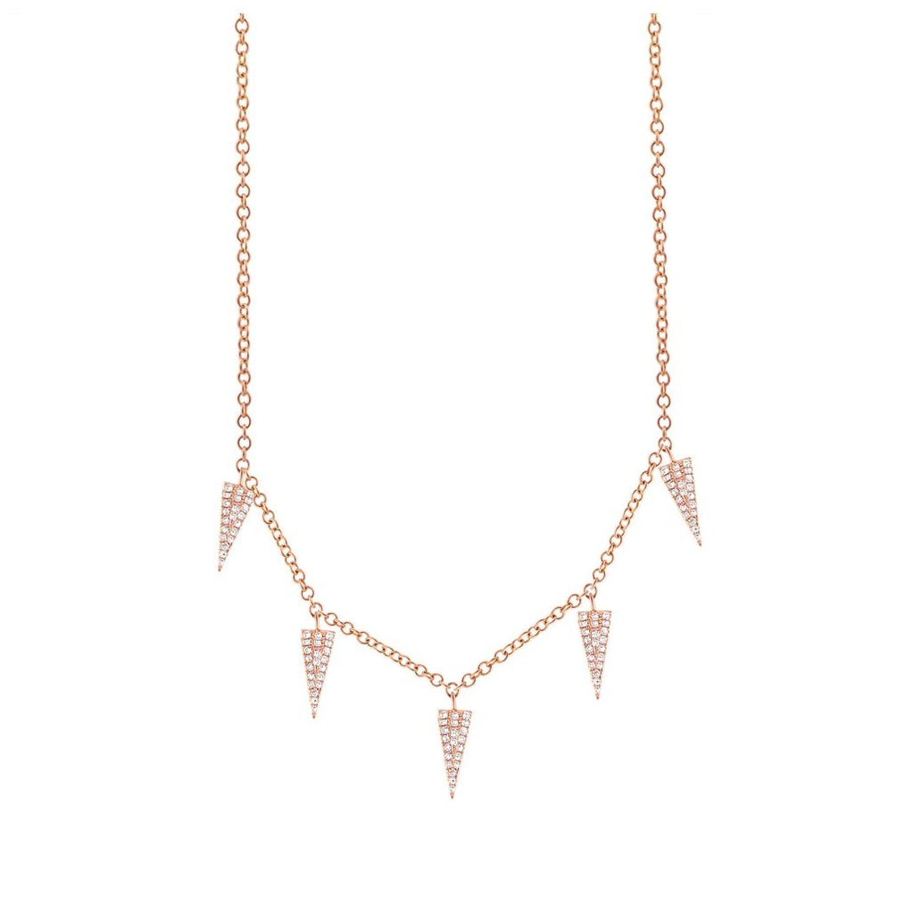 0.23 Ctw 14k Rose Gold Diamond Pave Triangle Necklace