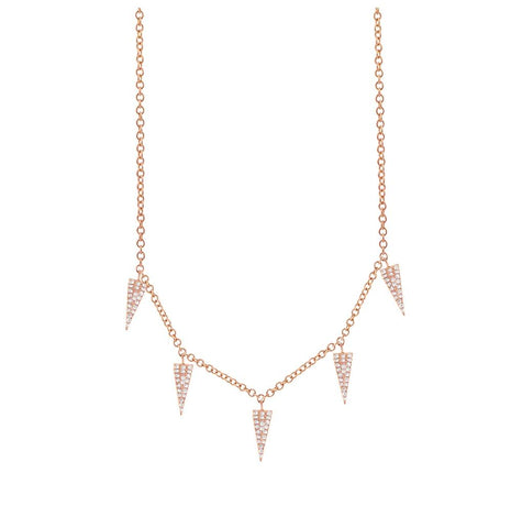 0.23 Ctw 14k Rose Gold Diamond Pave Triangle Necklace