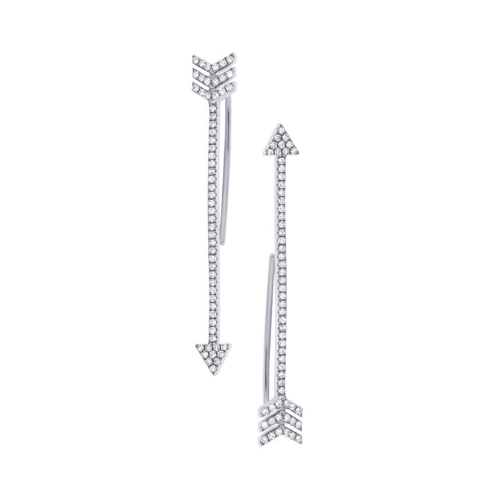 0.29 Ctw 14k White Gold Diamond Arrow Earring