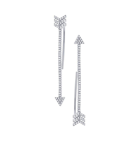 0.29 Ctw 14k White Gold Diamond Arrow Earring