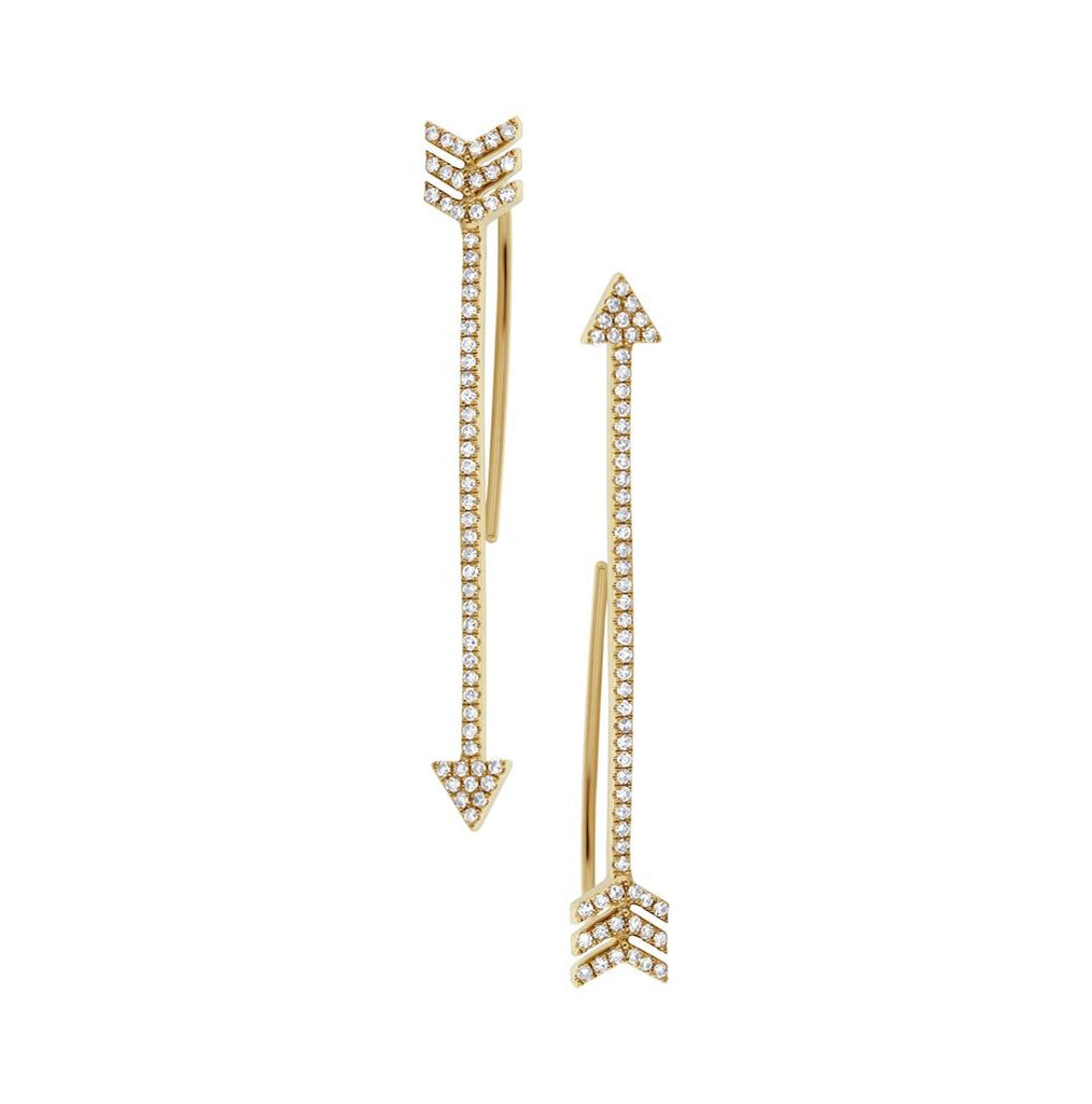 0.29 Ctw 14k Yellow Gold Diamond Arrow Earring