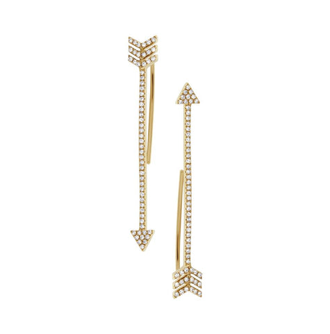 0.29 Ctw 14k Yellow Gold Diamond Arrow Earring