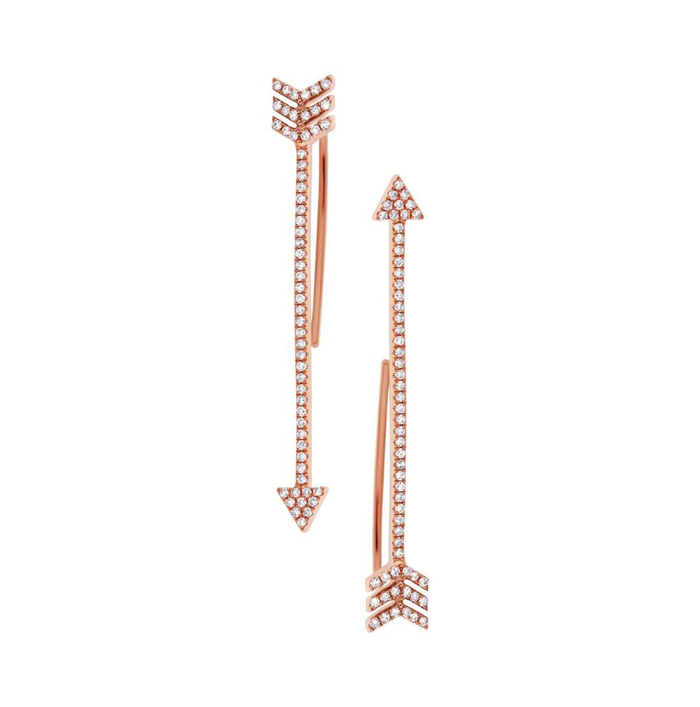 0.29 Ctw 14k Rose Gold Diamond Arrow Earring