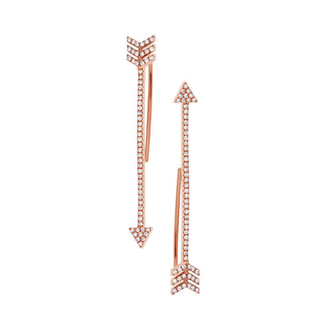 0.29 Ctw 14k Rose Gold Diamond Arrow Earring