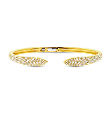 1.08 Ctw 14k Yellow Gold Diamond Claw Bangle Bracelet