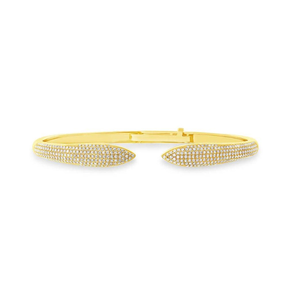 1.08 Ctw 14k Yellow Gold Diamond Claw Bangle Bracelet