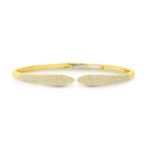 1.08 Ctw 14k Yellow Gold Diamond Pave Claw Bangle Bracelet