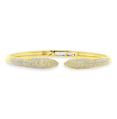 1.08 Ctw 14k Yellow Gold Diamond Claw Bangle Bracelet