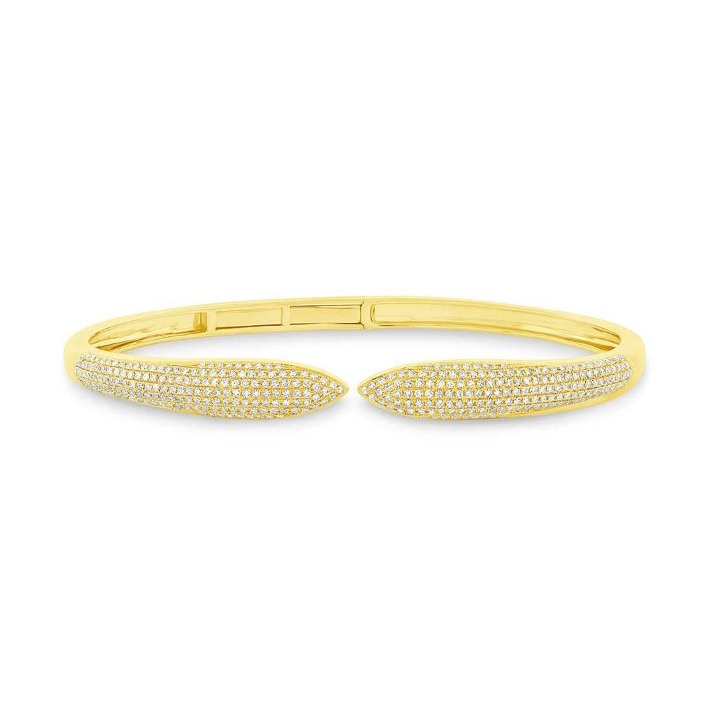 1.08 Ctw 14k Yellow Gold Diamond Claw Bangle Bracelet