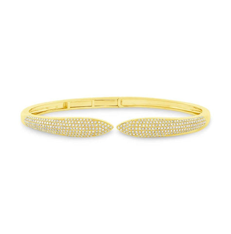 1.08 Ctw 14k Yellow Gold Diamond Claw Bangle Bracelet