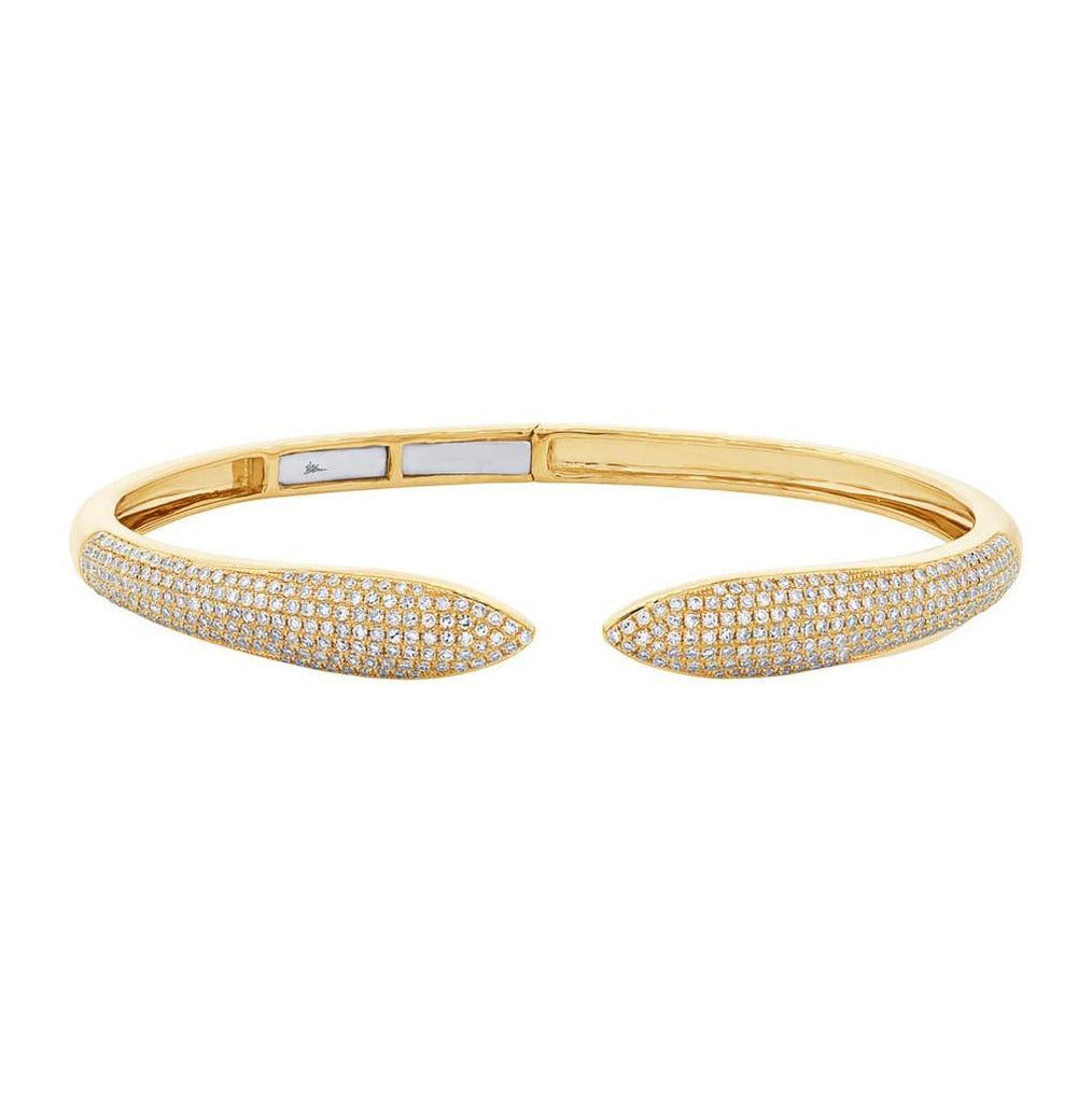 1.08 Ctw 14k Yellow Gold Diamond Claw Bangle Bracelet