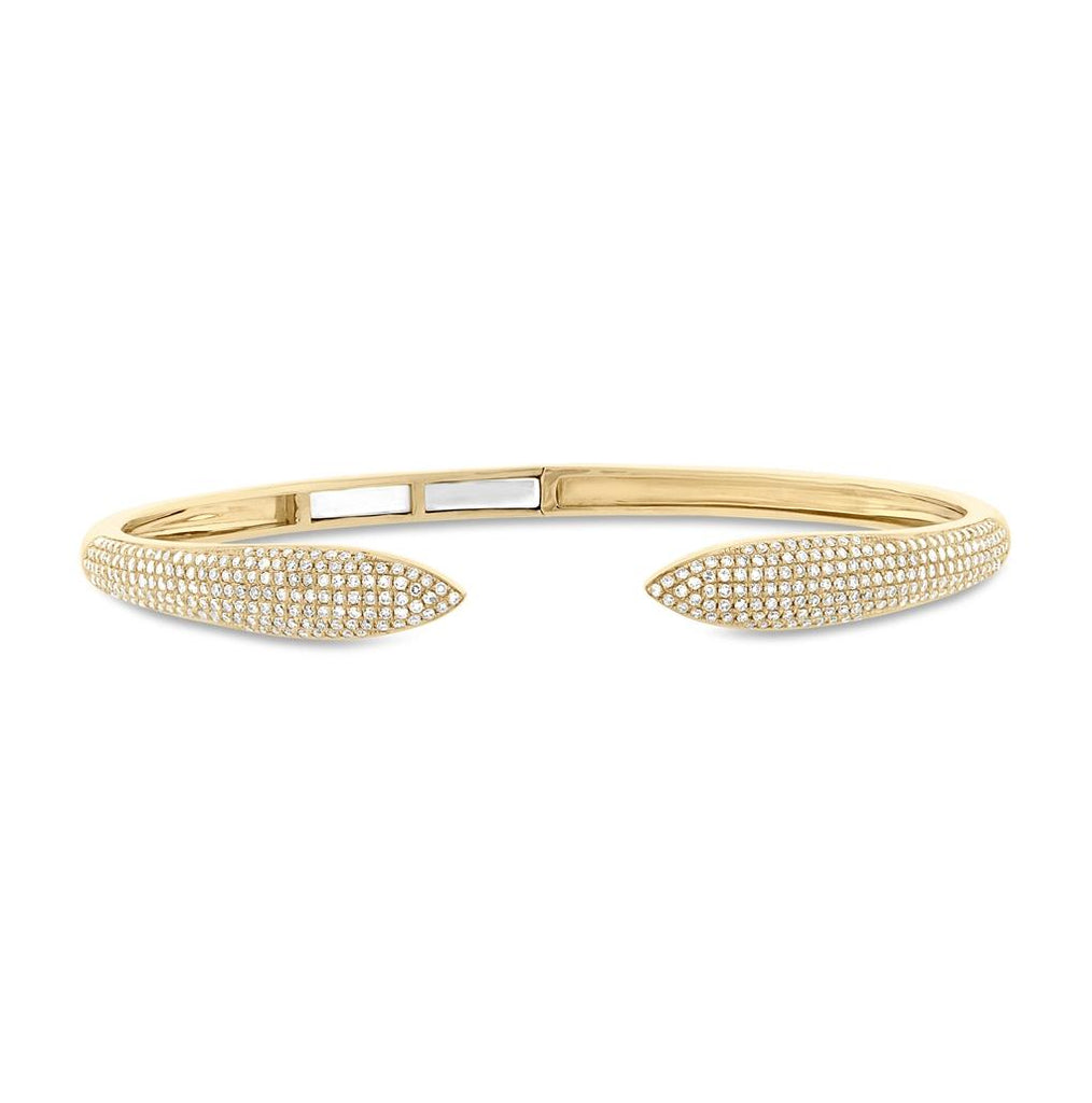 1.08 Ctw 14k Yellow Gold Diamond Claw Bangle Bracelet