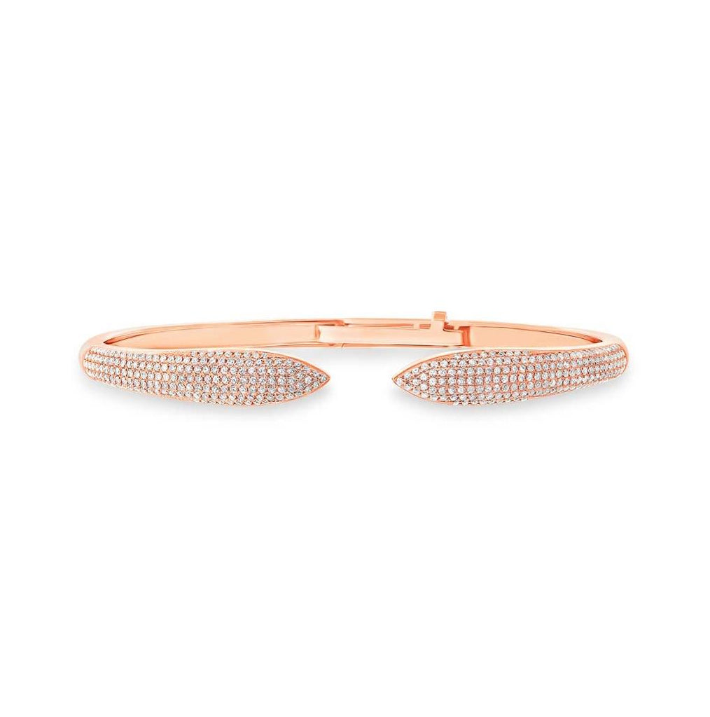 1.08 Ctw 14k Rose Gold Diamond Claw Bangle Bracelet