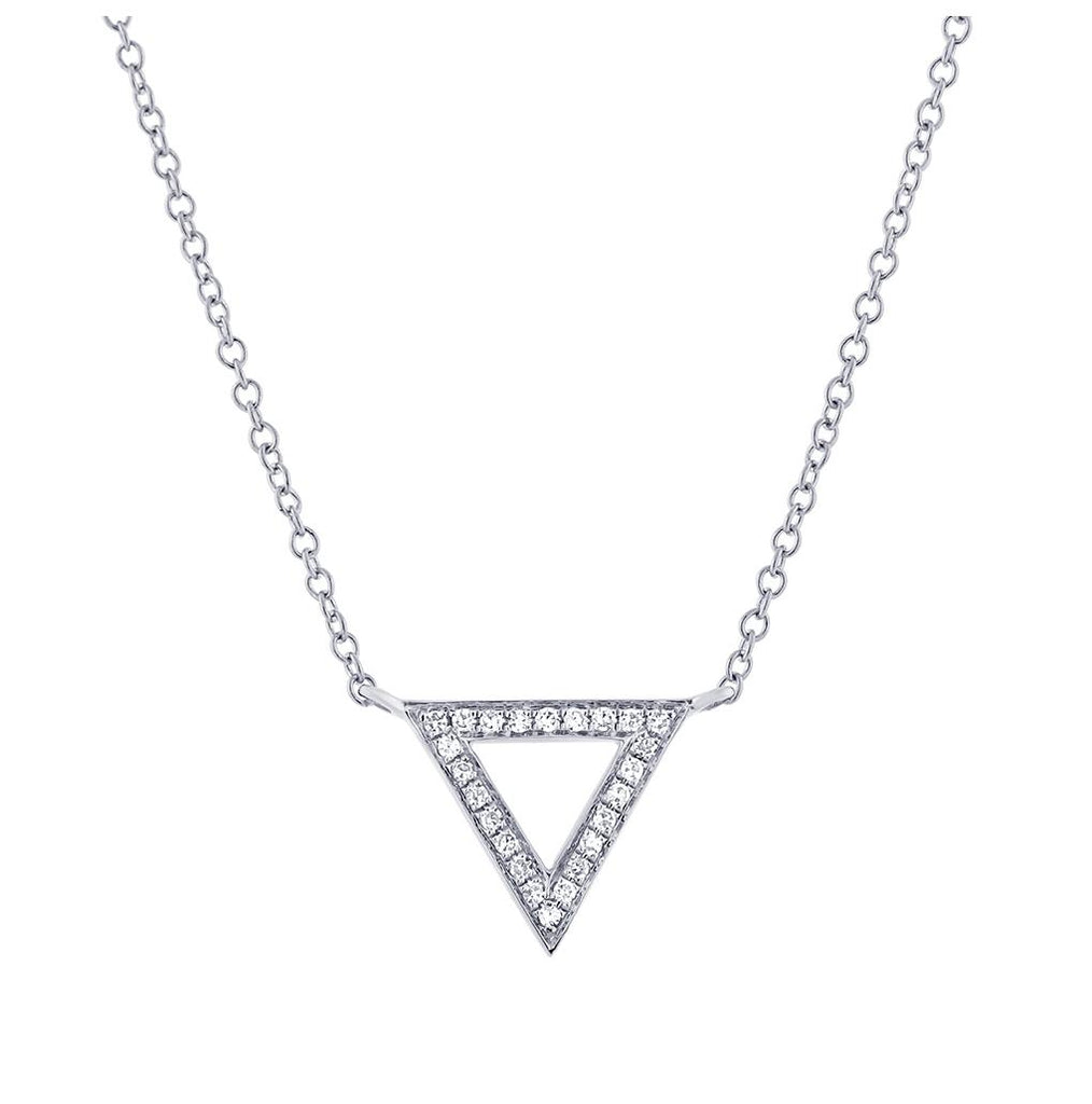 0.07 Ctw 14k White Gold Diamond Triangle Necklace