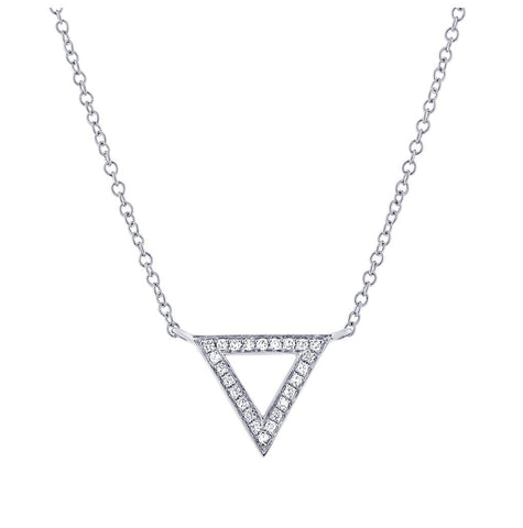 0.07 Ctw 14k White Gold Diamond Triangle Necklace