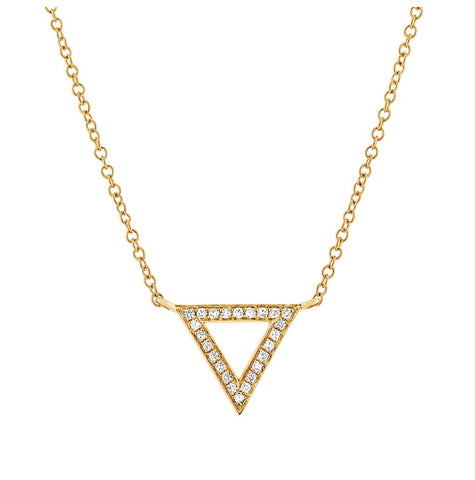 0.07 Ctw 14k Yellow Gold Diamond Triangle Necklace