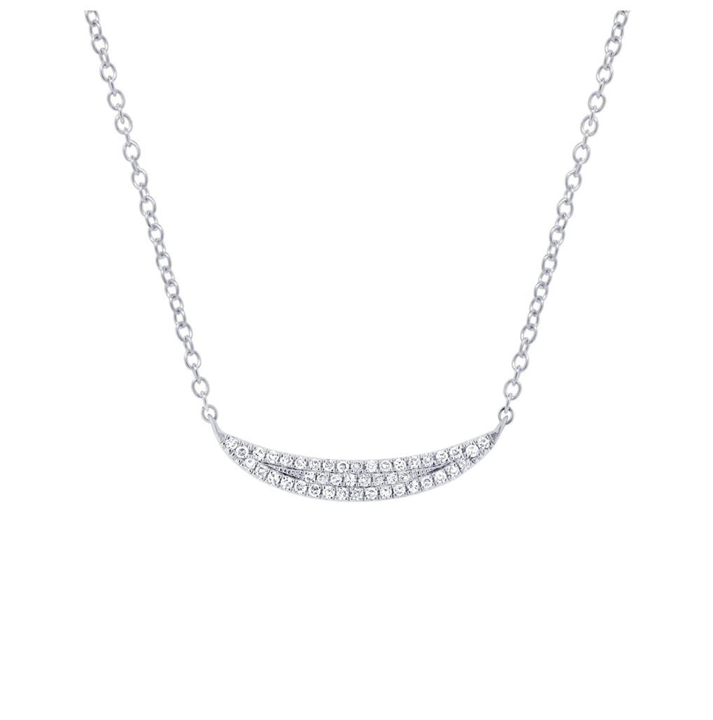 0.11 Ctw 14k White Gold Diamond Pave Crescent Necklace