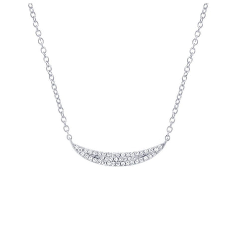 0.11 Ctw 14k White Gold Diamond Pave Crescent Necklace