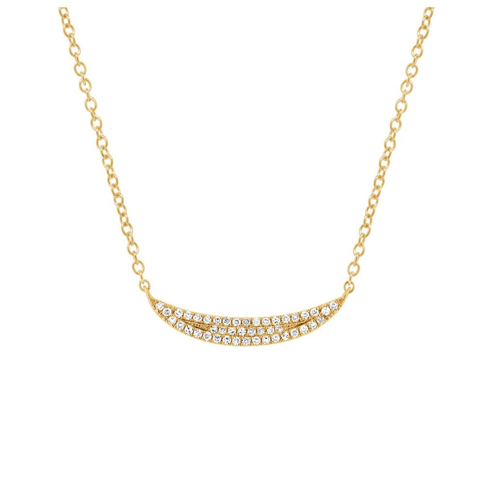 0.11 Ctw 14k Yellow Gold Diamond Pave Crescent Necklace