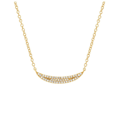 0.11 Ctw 14k Yellow Gold Diamond Pave Crescent Necklace