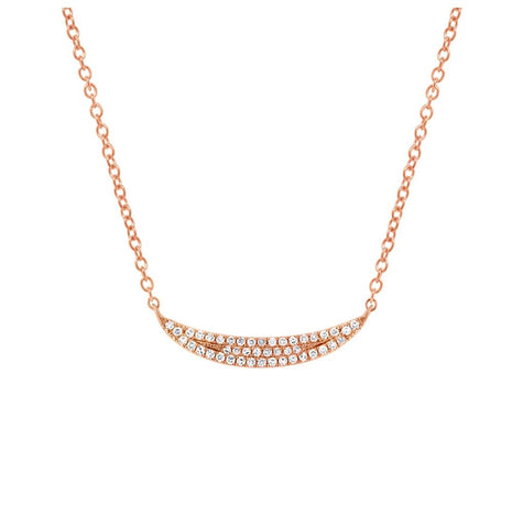 0.11 Ctw 14k Rose Gold Diamond Pave Crescent Necklace